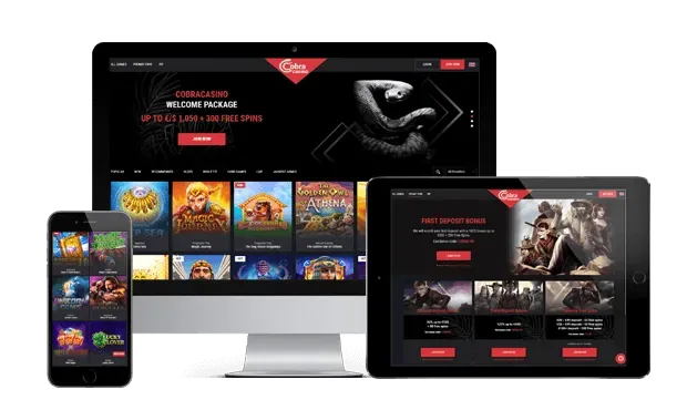 cobra casino website screens