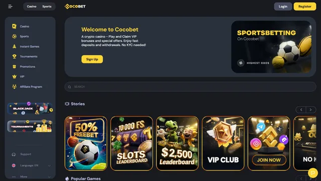 cocobet casino website screen