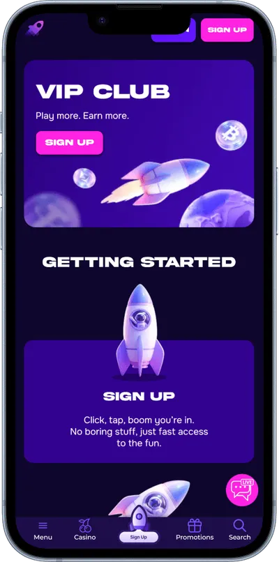 crashino casino phone screen vip