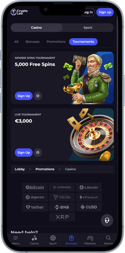 cryptoleo casino phone tournaments