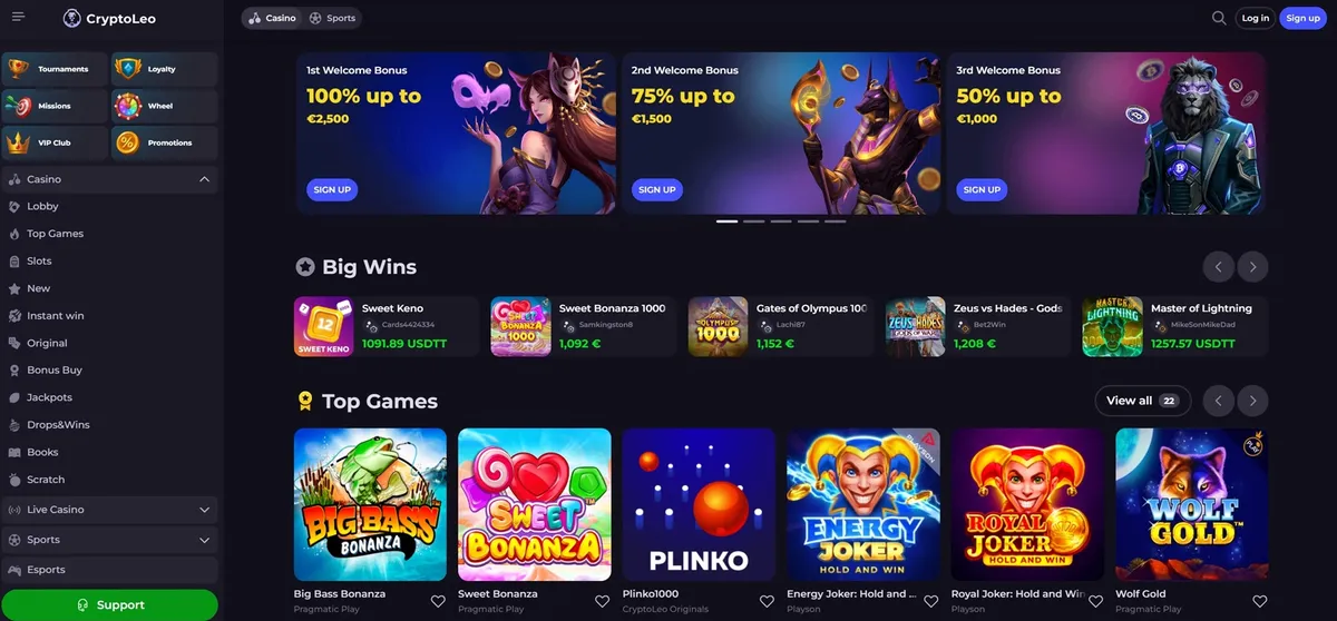 cryptoleo casino screen