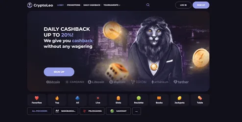 cryptoleo casino website screen