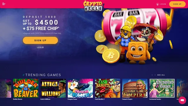 cryptoreels casino website screen