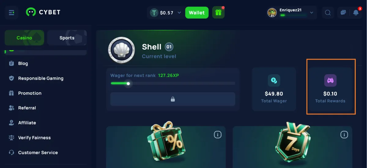 cybet casino loyalty level icon