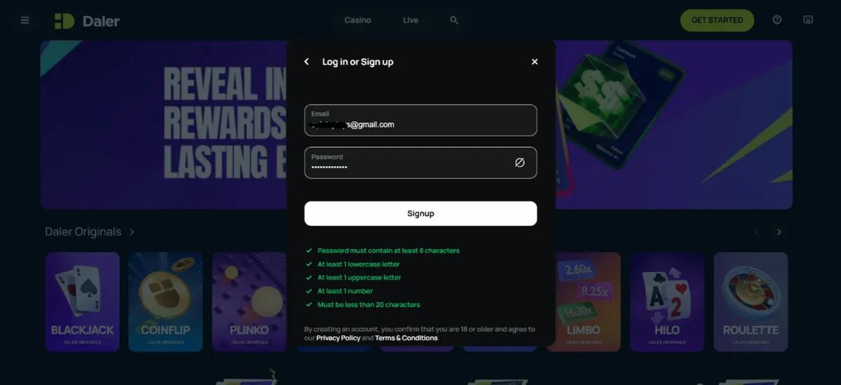 daler casino registration icon