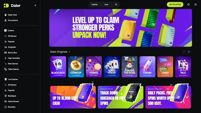 daler casino website screen