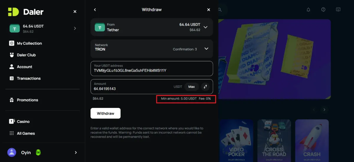 daler casino withdrawal 1 icon