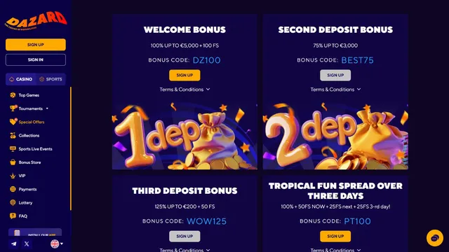 dazard casino promotions