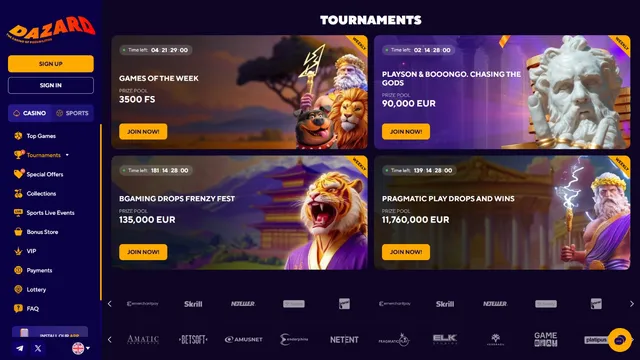 dazard casino tournaments