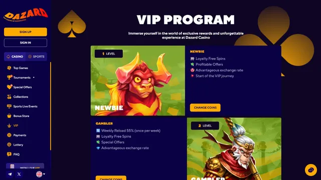 dazard casino vip club