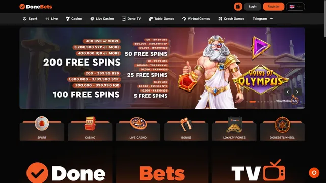 donebets casino website screen