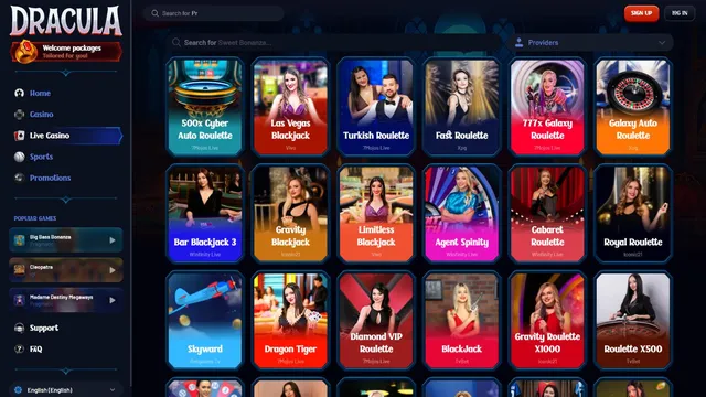 dracula casino live games