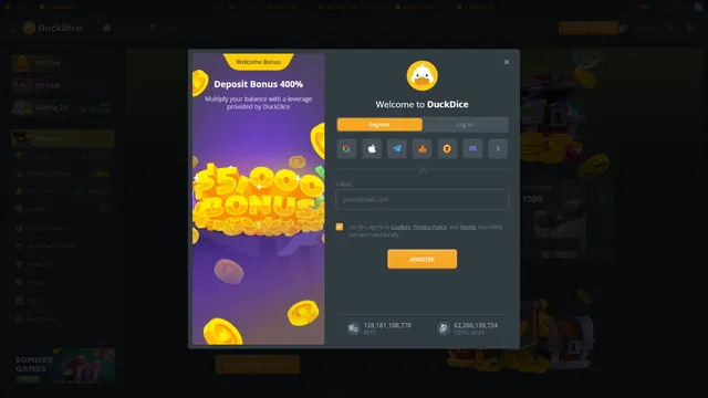duckdice casino registration