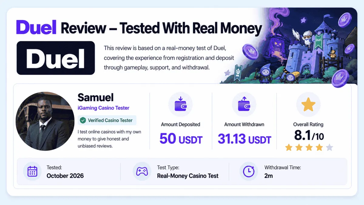 duel casino test details