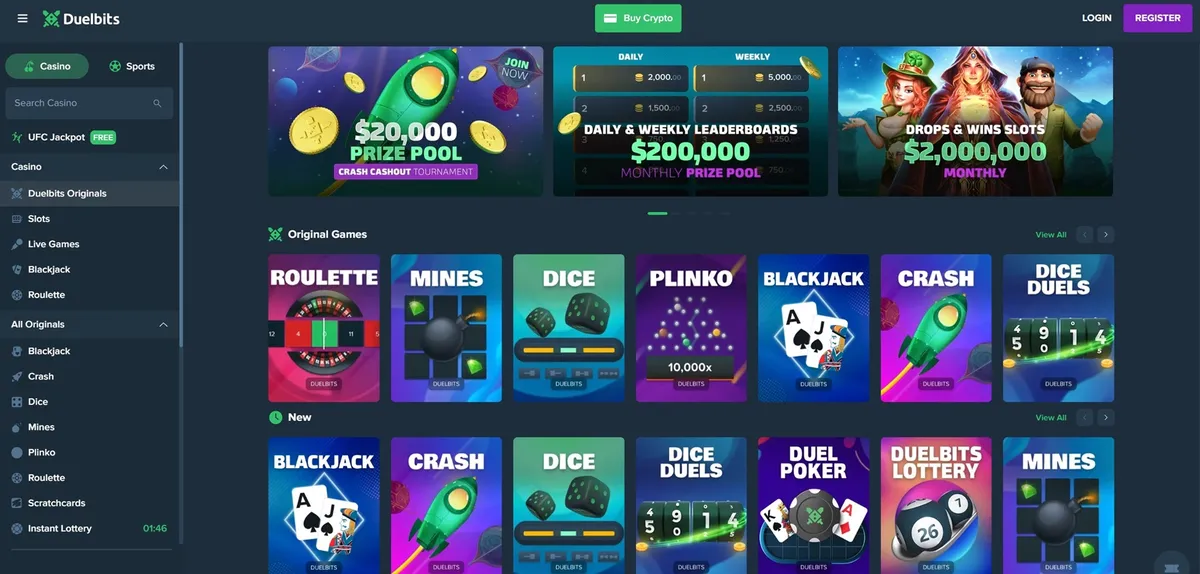 duelbits casino screen