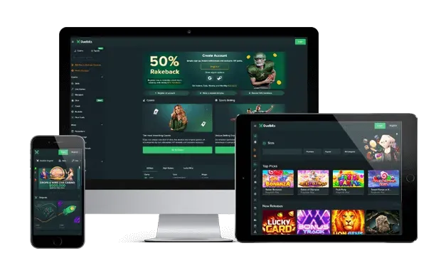 duelbits casino website screens