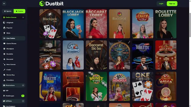 dustbit casino live games