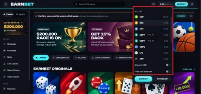 earnbet casino deposit 1 icon