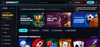 earnbet casino deposit 3 icon