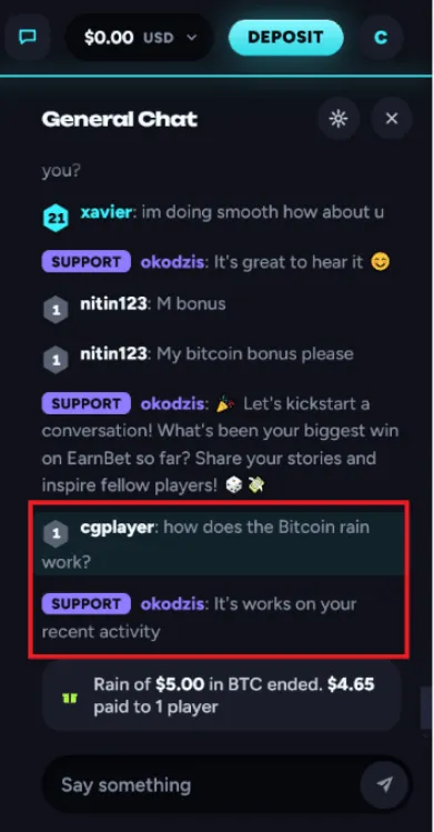 earnbet casino support 1 icon
