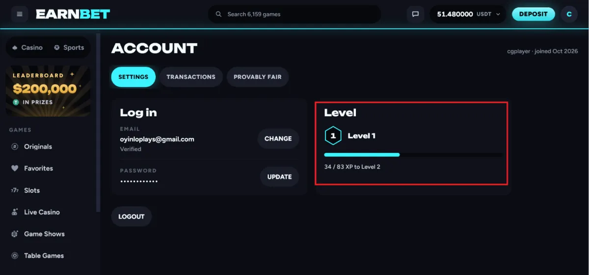 earnbet casino wager progress 1 icon