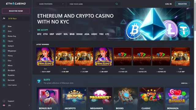 eth casino website screen