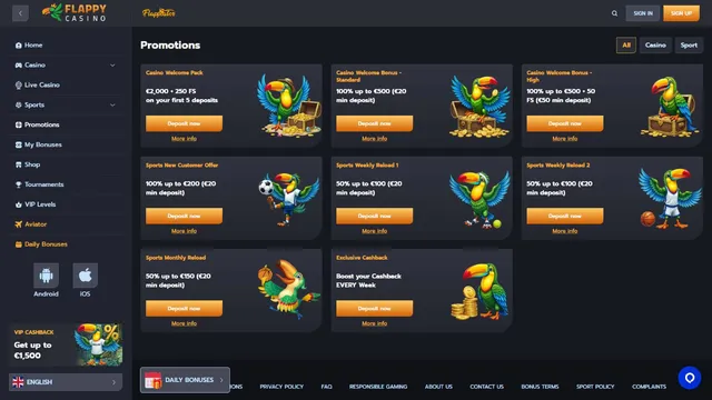 flappy casino promotions