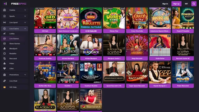 freespinz casino live games
