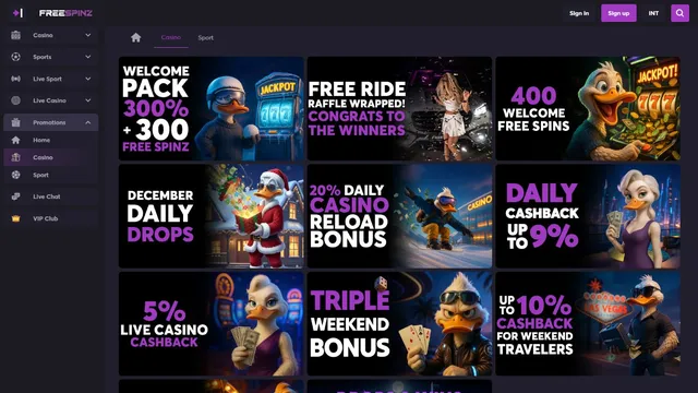 freespinz casino promotions
