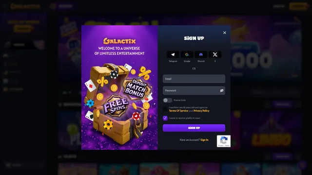 galactix casino registration