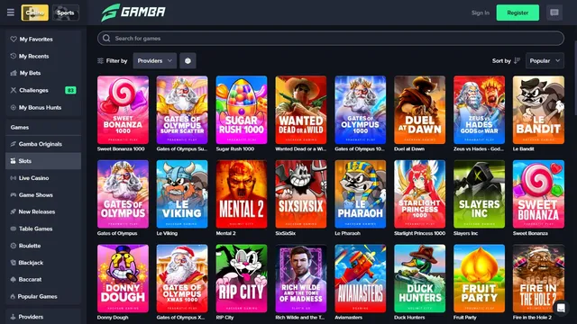 gamba casino games