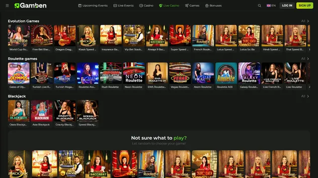 gamben casino live games