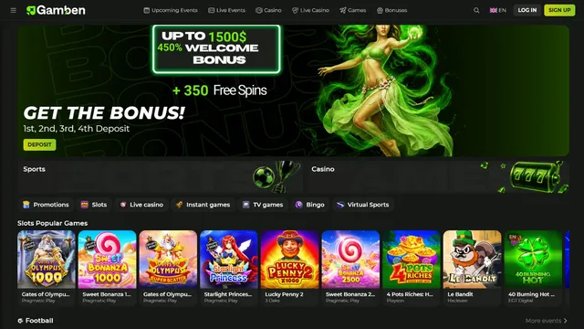 gamben casino website screen