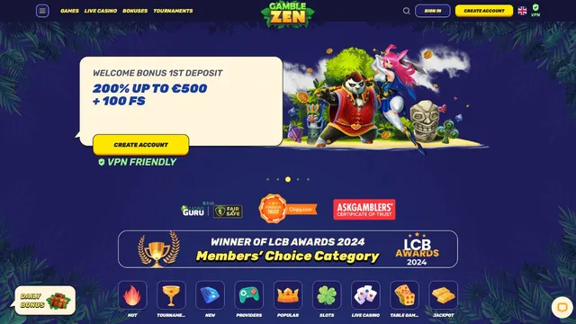 gamblezen casino website screen