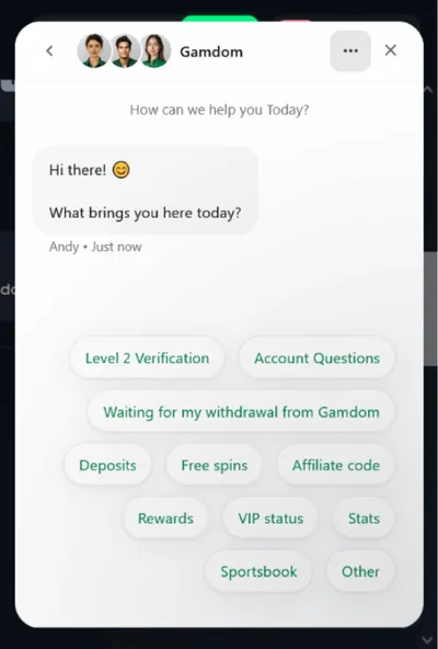 gamdom casino support 1 icon