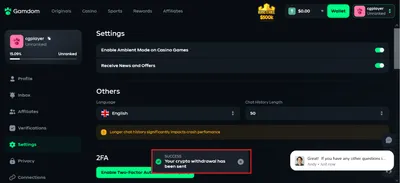 gamdom casino withdrawal 6 icon
