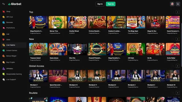 glorbet casino live games