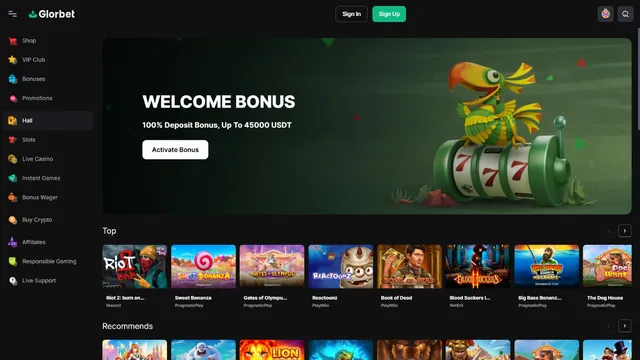 glorbet casino website screen