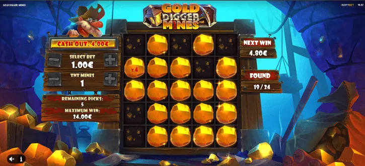 gold digger mines game screen