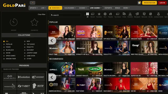 goldpari casino live games