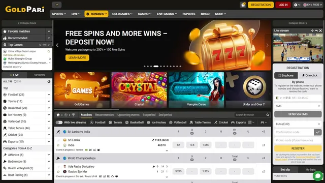 goldpari casino website screen