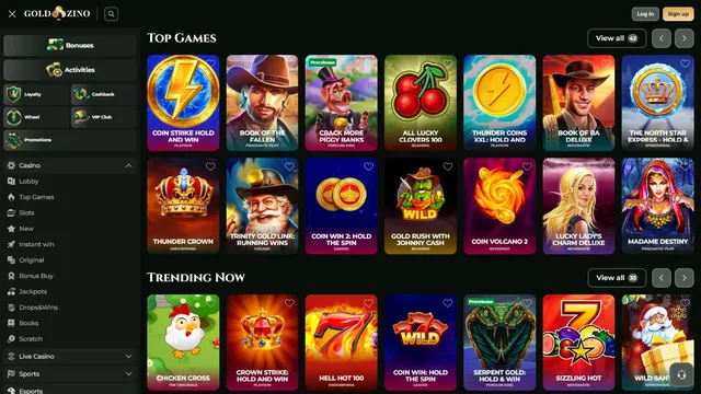 goldzino casino games