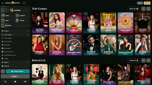 goldzino casino live games