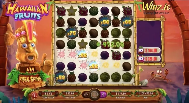 hawaiian fruits big win at winz casino