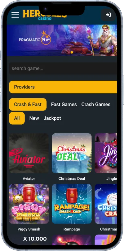 hercules casino phone screen crahs games