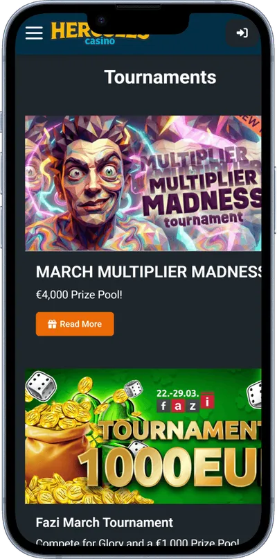 hercules casino phone screen tournaments