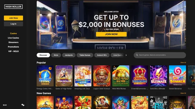 highroller v2 casino website screen