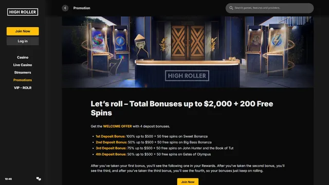 highroller v2 casino welcome bonus