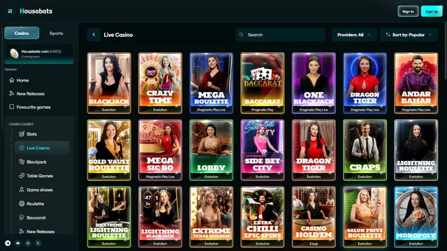 housebets casino live games