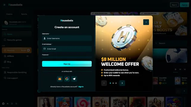 housebets casino registration